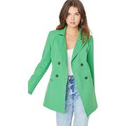 Trendyol Women's Damen Regular Zweireihig Plain Webstoff Blazer Coat, Green, 34