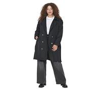 Trendyol Women's Damen Wickelform Zweireihig Plain Webstoff Größen in Trenchcoat Coat, Schwarz, 44