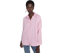 Trendyol Women's Hemdblusenkragen Unifarben Relaxed Hemd Shirt, Rosa, 34