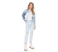 Trendyol Women's Herren Hoher Bund Mom Jeans, Light Blue, 36