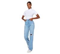 Trendyol Women's Herren Hoher Bund Weites Bein der 90er Jeans, Light Blue, 32