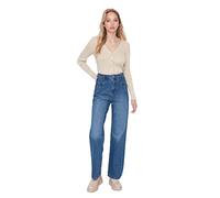 Trendyol Women's Herren Hoher Bund Weites Bein der 90er Jeans, Navy Blue, 42