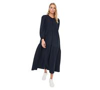 Trendyol Women's Woman Design Maxi A-line Crew Neck Woven Dress, Navy Blau, 40