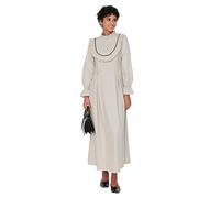 Trendyol Women's Woman Design Maxi A-line Standing Collar Woven Dress, Beige, 36