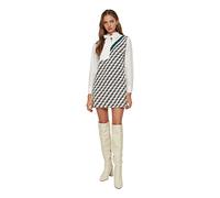 Trendyol Women's Woman Mini Shift V-Neck Knitwear Dress, Navy Blau, S