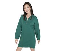 Trendyol Women's Woman Young Mini Shift Polo Neck Knit Dress, Green, S