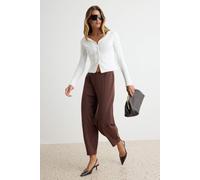 TRENDYOLMİLLA Damen Braun Einfarbig Barrel-Leg Normale Taille Hosen S