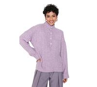 TRENDYOLMİLLA Damen Hemdkragen, Einfarbig, Regular Sweater Sweatshirt, Lila, M