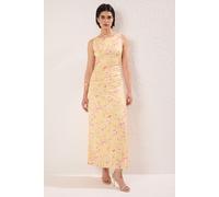 TRENDYOLMİLLA Damen Orange Geblümt Maxi Ärmellos Abend / Alltag A-Linie Kleider S