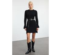 TRENDYOLMİLLA Damen Schwarz Einfarbig Extra Kurz / Super Mini Lang Casual A-Linie Kleider S