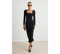 TRENDYOLMİLLA Damen Schwarz Einfarbig Maxi Lang Abend / Alltag Bodycon Kleider M