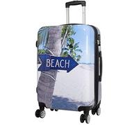 Trendyshop365 City-Koffer Weekender Hartschale Mittelgroß mit Beach Strand Foto-Motiv Bedruckt 67cm 66 Liter 4 Rollen