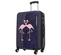 Trendyshop365 City-Koffer Weekender Hartschale Mittelgroß mit Flamingo Love Motiv Bedruckt 67cm 62 Liter 4 Rollen