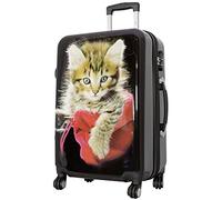 Trendyshop365 City-Koffer Weekender Hartschale Mittelgroß mit Katzen-Foto-Motiv Bedruckt 67cm 62 Liter 4 Rollen