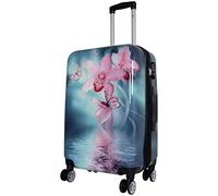 Trendyshop365 City-Koffer Weekender Hartschale Mittelgroß mit Pinker Orchidee Bedruckt 67cm 66 Liter 4 Rollen