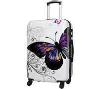 Trendyshop365 City-Koffer Weekender Hartschale Mittelgroß mit Schmetterling Motiv Bedruckt 67cm 68 Liter 4 Rollen