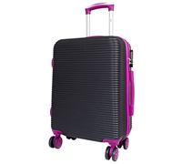 Trendyshop365 Handgepäck klein Hartschale Santorin 55cm, 37 Liter, 4 Rollen, Zahlenschloss, schwarz-pink