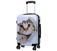 Trendyshop365 Handgepäck Koffer Hartschale klein 55 cm - Katze weiß