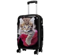 Trendyshop365 Handgepäckkoffer Motiv Katze 55 cm 36 Liter 4 Räder Bunt Zahlenschloss