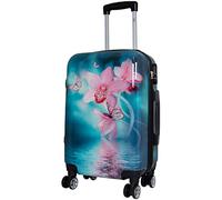 Trendyshop365 Hardcase Handgepäck - Blumen-Motiv Orchidee - 56 Zentimeter 36 Liter 4 Räder Zahlenschloss bunt