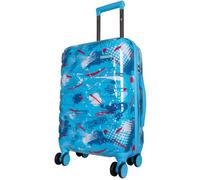 Trendyshop365 Hartschale Handgepäck klein Pescara mit Motiv 55cm 4 Rollen Hellblau