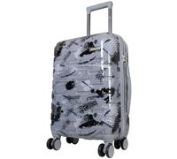 Trendyshop365 Hartschale Handgepäck klein Pescara mit Motiv 55cm 4 Rollen Silber