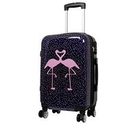 Trendyshop365 Hartschale Handgepäck Koffer Pink Kissing Flamingo 57 cm 38 Liter 4 Räder bunt