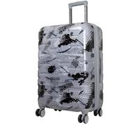 Trendyshop365 Hartschale Koffer mittelgroß Pescara mit Motiv 67cm 4 Rollen Silber