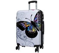 Trendyshop365 Koffer Hartschale mittelgroß 67 cm - Butterfly weiß