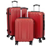 Trendyshop365 Koffer-Set 3-teilig Hartschale Dallas 4 Räder Zahlenschloss Rot