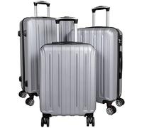 Trendyshop365 Koffer-Set 3-teilig Hartschale Dallas 4 Räder Zahlenschloss Silber