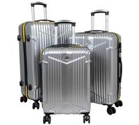Trendyshop365 Koffer-Set 3-teilig Hartschale Daytona 4 Rollen Zahlenschloss Silber