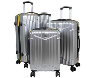 Trendyshop365 Koffer-Set 3-teilig Hartschale Daytona mit 4 Rollen und Zahlenschloss Silber