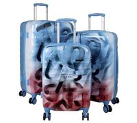 Trendyshop365 Koffer-Set 3-teilig Hartschale Verona 4 Räder Zahlenschloss blau-pink