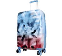 Trendyshop365 mittelgroßer Koffer Hartschale Verona 65cm 74 Liter 4 Räder Zahlenschloss blau-pink