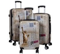 Trendyshop365 Motivkoffer-Set 3-teilig Trolley Hartschale - Freiheitsstatue New York