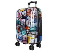 Trendyshop365 Polycarbonat Reisekoffer Trolley Hartschale - Design Weltreise Paris New York Athen Rio (Handgepäck) Mehrfarbig
