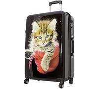 Trendyshop365 Reisekoffer Groß Hartschale Katzen Design Bedruckt 77cm 94 Liter 4 Rollen Bunt