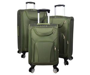 Trendyshop365 Weichgepäck Koffer-Set 3-teilig Maribor 4 Rollen Zahlenschloss Grün