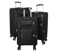 Trendyshop365 Weichgepäck Koffer-Set 3-teilig Maribor 4 Rollen Zahlenschloss Schwarz