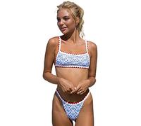 TRENIS Bandeau-Bademode, Damen-Print, Bikini-Badeanzug, Damen, hoch geschnittener Badeanzug, Sport, 2-teiliges Set (Color : X21SW4843-1, Size : XL)