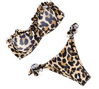 TRENIS Print Leopard Bikini Push Up Badeanzug Sexy Frauen Bikini Set Tanga Badeanzug Bandeau Beach Wear Bademode (Color : B1840LP, Size : S)