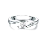 Tresor 1934 Damen-Solitärring Sterling Silber Zirkonia weiß im Brillantschliff - Spannring gedreht Verlobungsring Antragsring Trauring: Ring Gr. 52 (16.6)