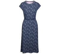 Trespass Damen-Sommerkleid mit Flügelärmeln, Rundhalsausschnitt und Seitenschlitzen, Marineblauer Druck, S