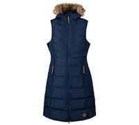 Trespass Damen-Weste, längere Länge, Bodywarmer mit Kapuze mit 2 Taschen, Damenweste mit Kapuze, lange gepolsterte Weste, ärmellose Jacke, Puffermantel, Audrey, navy, 32