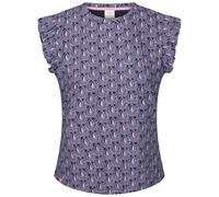 Trespass Salma Damen Jersey-T-Shirt, bedruckt, Rüschenärmel, Rundhalsausschnitt, gemusterte Bluse mit kurzen Ärmeln mit Rüschen, lässiges T-Shirt, Marineblauer Druck, 36