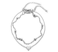 Tressify Silbernes Herz-Fußkettchen-Set, zierliches mehrlagiges Strand-Fußkettchen mit verstellbarer Kette, niedlicher und trendiger Fußschmuck, Sommer-Accessoire, perfekt für Urlaub, Alltag, Geschenk