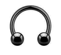Treuheld® | 1,0 mm HUFEISEN Piercing Ring - SCHWARZ Stahl - 4 Größen - Kugeln zum Schrauben - Septum, Helix, Tragus, Nase, Lippe, Brust Augenbraue Ohr Intim usw - CBR Barbell Chirurgenstahl nickelfrei