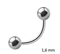 Treuheld® | 1,6mm x 20mm Piercing Banane | Kugeln 3mm | Chirurgenstahl 316L | Silber | Curved Barbell/gebogener Stab für Augenbraue, Bauchnabel