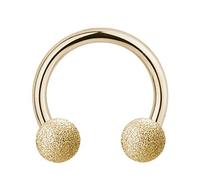 Treuheld® | Goldenes Piercing HUFEISEN in DIAMANT-OPTIK aus Chirurgenstahl - 10 Größen - sandgestrahlte Kugeln zum Schrauben - matt Gold - Septum Helix Tragus Nase Ohr Nippel Intim usw - CBR Barbell